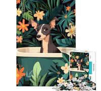 Puzzle da 1000 pezzi per ragazzi puzzle con levriero in una vasca da bagno giocattoli educativi giochi didattici idee regalo educative (dimensioni 38x52cm)