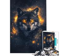 Puzzle da 1000 pezzi per ragazzi puzzle con lo sguardo del lupo infuocato per adulti gioco pratico decorazione da parete compleanno e Natale (dimensioni 50x75cm)