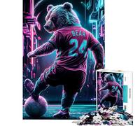Puzzle da 1000 pezzi per ragazzi puzzle con orso che gioca a calcio puzzle per adulti giochi per famiglie migliora la memoria compleanni e occasioni speciali (dimensioni 38x52cm)