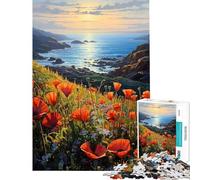 Puzzle da 1000 pezzi per ragazzi puzzle con papaveri e oceano puzzle per adulti giochi rilassanti ma divertenti e spiritosi ideale come regalo per tutta la famiglia (dimensioni 38x52cm)