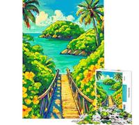 Puzzle da 1000 pezzi per ragazzi puzzle con ponte sull'isola tropicale per adulti giochi per famiglie un'opera d'arte gioco stimolante regalo (dimensioni 38x26cm)