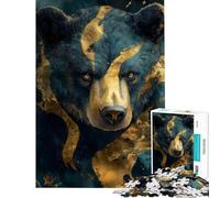 Puzzle da 1000 pezzi per ragazzi puzzle con ritratto di orso dorato puzzle per adulti gioco pratico per passare il tempo durante le vacanze ideale come regalo (dimensioni 50x75cm)