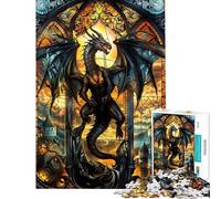 Puzzle da 1000 pezzi per ragazzi puzzle con scena della vetrata della cattedrale per adulti giocattolo fai da te gara di velocità manuale offerta come regalo per tutta la famiglia (dimensioni 38x26cm)