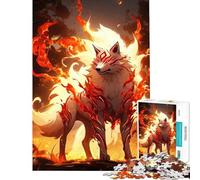 Puzzle da 1000 pezzi per ragazzi puzzle con spirito del lupo infuocato nella foresta puzzle per adulti giochi rilassanti ma divertenti e spiritosi ideale come regalo per tutta la famiglia (38x26cm)