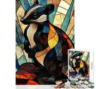 Puzzle da 1000 pezzi per ragazzi puzzle con tasso in vetro colorato gioco interattivo da 1000 pezzi regalo di compleanno attività per la famiglia (38x26cm)