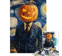 Puzzle da 1000 pezzi per ragazzi puzzle con testa di zucca in una notte stellata puzzle per adulti giochi divertenti decorazione perfetta per compleanno e Natale (dimensioni 38x26cm)