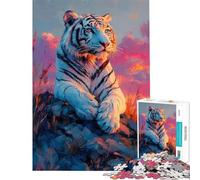 Puzzle da 1000 pezzi per ragazzi puzzle con tigre bianca e tramonto puzzle per adulti giochi rilassanti ma divertenti e spiritosi ideale come regalo per tutta la famiglia (dimensioni 38x52cm)