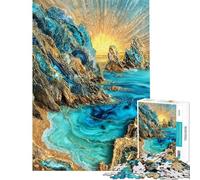Puzzle da 1000 pezzi per ragazzi puzzle con tramonto sulle scogliere arte Kintsugi giocattolo puzzle decorazione da parete modello da assemblare regalo antistress (dimensioni 38x26cm)