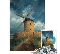 Puzzle da 1000 pezzi per ragazzi puzzle del vecchio mulino a vento in pietra per adulti gioco per famiglie gara di velocità manuale compleanno e Natale (dimensioni 38x52cm)