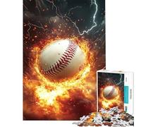 Puzzle da 1000 pezzi per ragazzi puzzle "Flaming Baseball Fury" per ragazzi migliora la memoria lista dei desideri con Babbo Natale ottimo regalo per i giocatori 50x75cm