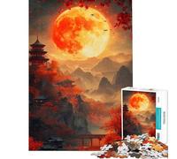 Puzzle da 1000 pezzi per ragazzi puzzle giapponese con luna rossa puzzle per adulti giochi rilassanti ma divertenti e spiritosi ideale come regalo per tutta la famiglia (dimensioni 50x75cm)