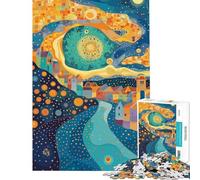 Puzzle da 1000 pezzi per ragazzi puzzle Mattino e Notte in stile Klimt 1000 pezzi giocattolo decorativo per la casa divertimento in famiglia compleanno e Natale (38x26cm)