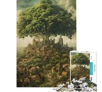 Puzzle da 1000 pezzi per ragazzi puzzle medievale con albero gigante e città gioco pratico per adulti ideale per passare il tempo durante le vacanze o come regalo (dimensioni 38x26cm)