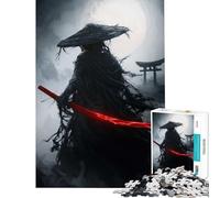 Puzzle da 1000 pezzi per ragazzi Puzzle Mystic Ghost Samurai︰ Red Katana Legend Gioco pratico e stimolante Giocattolo Regalo di compleanno Decorazione per la casa (Dimensioni 38x26cm)