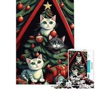 Puzzle da 1000 pezzi per ragazzi puzzle natalizio con gatti e albero divertimento a casa gioco pratico e stimolante per ragazzi dai 14 anni in su (50x75cm)