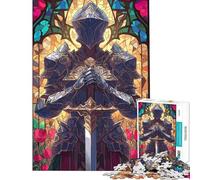 Puzzle da 1000 pezzi per ragazzi puzzle Paladino Guerriero in vetro per adulti gioco pratico per passare il tempo durante le vacanze ideale come regalo (dimensioni 38x26cm)