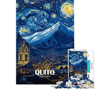 Puzzle da 1000 pezzi per ragazzi Quito Ecuador︰ Puzzle Paesaggio urbano Notte Stellata per adulti Giocattolo fai da te Corsa di velocità manuale Offerta Regalo per tutta la famiglia (38x26cm)