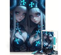 Puzzle da 1000 pezzi per ragazzi, raffigurante due angeli gemelli con croci, un gioco di incastro preciso che sfida la mente e regala momenti di relax e divertimento Scena natalizia (50x75cm)