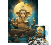 Puzzle da 1000 pezzi per ragazzi raffigurante Ganesha in meditazione nella luce dorata Gioco di puzzle pratico per ragazzi con schema di assemblaggio amici e familiari (50x75cm)