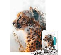 Puzzle da 1000 pezzi per ragazzi raffigurante ghepardi e l'alba un gioco rompicapo educativo e stimolante ideale come regalo (dimensioni 38x52cm)