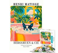 Puzzle da 1000 pezzi per ragazzi raffigurante il cane di Henri Matisse nella vasca da bagno Opera d'arte per giochi educativi regalo con taglio di precisione (dimensioni 38x26cm)