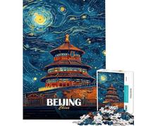 Puzzle da 1000 pezzi per ragazzi raffigurante il cielo notturno di Pechino Cina un'opera d'arte per adulti Puzzle da parete modello da assemblare compleanno e Natale (38x52cm)