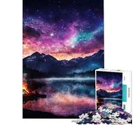 Puzzle da 1000 pezzi per ragazzi raffigurante il lago Alaska con l'aurora boreale Gioco pratico di assemblaggio ideale come regalo per amici e familiari (dimensioni 38x52cm)