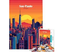 Puzzle da 1000 pezzi per ragazzi raffigurante il tramonto sullo skyline di San Paolo gioco pratico e stimolante ideale come regalo di compleanno o per decorare la casa (dimensioni 38x52cm)