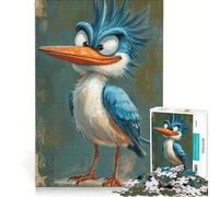 Puzzle da 1000 pezzi per ragazzi, raffigurante la caricatura di un martin pescatore, ideale per giochi rilassanti, interazione genitore-figlio, regali di compleanno e unici 38x52cm