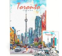 Puzzle da 1000 pezzi per ragazzi raffigurante la città di Toronto ad acquerello giocattolo educativo decorazione per la casa compleanni e occasioni speciali 50x75cm