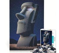 Puzzle da 1000 pezzi per ragazzi raffigurante la statua Moai con le galassie negli occhi gioco educativo divertente antistress regalo di Natale o compleanno 38x26cm