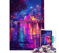 Puzzle da 1000 pezzi per ragazzi raffigurante la Sydney Opera House di notte sotto la pioggia Puzzle per adulti gioco interattivo decorazione da parete compleanno e Natale (38x26cm)