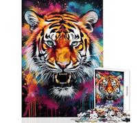 Puzzle da 1000 pezzi per ragazzi raffigurante la tigre del Bengala e l'opera d'arte di Banksy Gioco pratico regalo per donne e uomini Taglio di precisione (38x52cm)