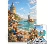 Puzzle da 1000 pezzi per ragazzi, raffigurante la Torre della Fanciulla, decorazione da parete, stimola la memoria, compleanno e Natale 38x52cm