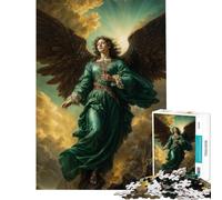 Puzzle da 1000 pezzi per ragazzi raffigurante l'Arcangelo Raffaele in abito verde smeraldo Giocattolo educativo rompicapo adatto anche alle coppie regalo divertente (dimensioni 75x50cm)