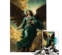 Puzzle da 1000 pezzi per ragazzi raffigurante l'Arcangelo Raffaele in abito verde smeraldo gioco educativo e stimolante per tutta la famiglia (dimensioni 38x52cm)