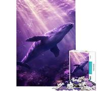 Puzzle da 1000 pezzi per ragazzi raffigurante l'immersione di una balena viola Puzzle per adulti gioco pratico taglio di precisione divertente attività da fare a casa (dimensioni 38x52cm)