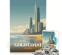 Puzzle da 1000 pezzi per ragazzi, raffigurante lo skyline della Gold Coast australiana, un gioco fai-da-te, una sfida impegnativa da completare, ideale come regalo di compleanno o di viaggio 50x75cm