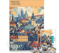 Puzzle da 1000 pezzi per ragazzi raffigurante Praga, città ceca, giocattolo educativo, decorazione per la casa, con poster e foglio di curiosità abbinati 50x75cm