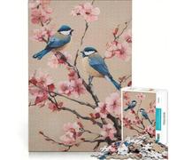 Puzzle da 1000 pezzi per ragazzi, raffigurante uccelli su un ramo di ciliegio in fiore, ideale per giochi rilassanti, corse di velocità, compleanni e Natale 50x75cm