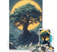 Puzzle da 1000 pezzi per ragazzi, raffigurante un albero gigante e la luna in un paesaggio giapponese Gioco pratico, ideale per divertirsi in famiglia e perfetto come decorazione da scrivania 38x26cm