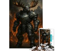 Puzzle da 1000 pezzi per ragazzi raffigurante un alce cavaliere in un paesaggio in fiamme Giocattolo educativo rompicapo adatto anche alle coppie Regalo divertente (dimensioni 75x50cm)