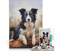 Puzzle da 1000 pezzi per ragazzi, raffigurante un Border Collie nella foresta, decorazione da parete, compleanno 38x52cm