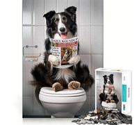 Puzzle da 1000 pezzi per ragazzi,raffigurante un Border Collie sul water Ritagli precisi,gioco stimolante per la mente,ideale per rilassarsi,perfetto per il tempo libero a Natale 38x52cm