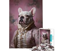Puzzle da 1000 pezzi per ragazzi raffigurante un bulldog francese in abiti rococò Giocattoli educativi giochi didattici idee regalo educative (dimensioni 38x52cm)
