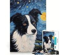 Puzzle da 1000 pezzi per ragazzi,raffigurante un cane Border Collie con incisioni precise,un gioco stimolante per la mente,ideale per rilassarsi,perfetto durante le festività natalizie