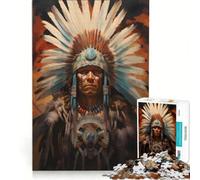 Puzzle da 1000 pezzi per ragazzi raffigurante un capo guerriero nativo americano giocattolo educativo attività divertenti da fare a casa gioco stimolante regalo 38x26cm
