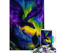 Puzzle da 1000 pezzi per ragazzi raffigurante un drago e una barca sotto l'aurora boreale Puzzle da parete giocattolo antistress ideale per decorare le pareti (dimensioni: 38x52cm)