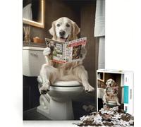Puzzle da 1000 pezzi per ragazzi, raffigurante un English Retriever che legge in bagno Giochi divertenti, stimolanti da completare, ideali come regalo per tutta la famiglia 50x75cm