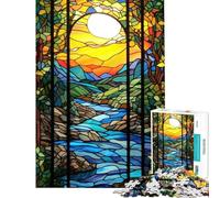 Puzzle da 1000 pezzi per ragazzi raffigurante un fiume al tramonto con effetto vetrata una sfida impegnativa da completare per il divertimento di tutta la famiglia un giocattolo antistress per ragazzi